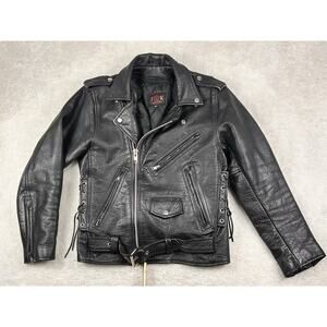 Biker Jacket I-K Leather Womens Size 36 Black W/ Zip Out Liner Motorcycles Rider